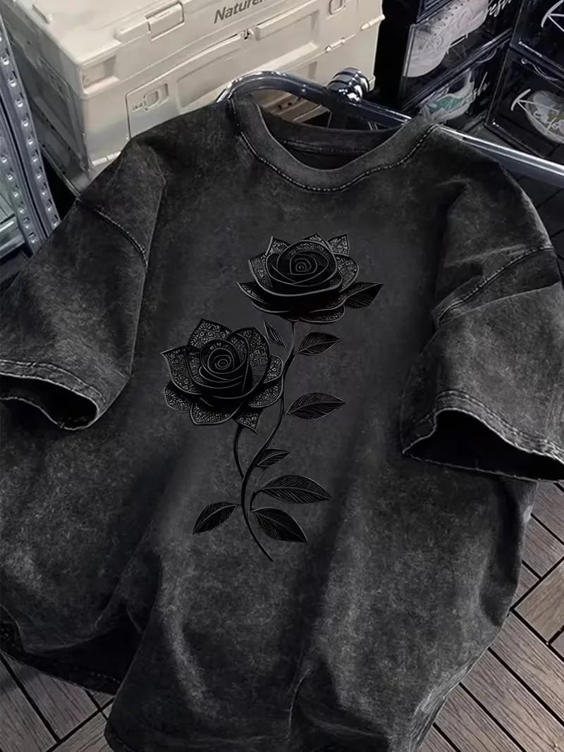VELOUR ESSENTIAL TEE — ROSE